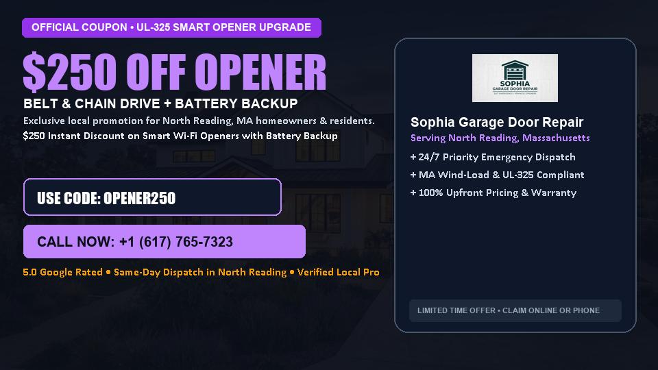 $250 OFF Smart Wi-Fi Garage Door Opener Installation in North Reading, MA - Sophia Garage Door Repair